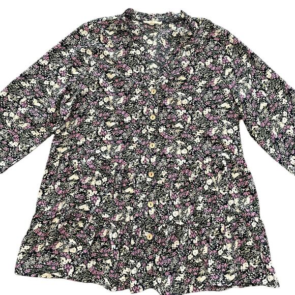 Entro Womens multicolor babydoll top, tiered, floral, size Large - Picture 2 of 7